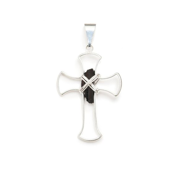 NEW! Tourmaline Chunk Cross Necklace - Picture 6 of 8